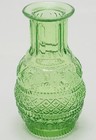 Small Green Colored Glass Bulb Bottom Bud Vase H   5 25 Inch In Vintage Style