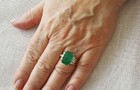 Antique Art Deco 5 10 Ct Green Emerald Vintage Jewelry Ring 14k Yellow Gold Over