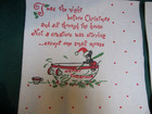 Vintage 1950s Set Of Five Crepe paper Christmas Ckt Napkins Santa  Mouse  Sleigh