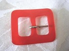 Vintage Pearlized Red Lucite Or Other Plastic Buckle 1 1  4 X 1 1 2 In 