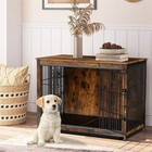 Spacious Dog Crate End Table Pet Kennel House Indoor Wooden Furniture Brown Cage