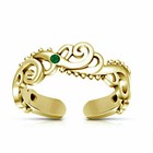 10k Yellow Gold Fn Round Lab Created Emerald Wave Toe Ring Adjustable Women s