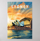 Sydney Australia Travel Art Vintage Poster