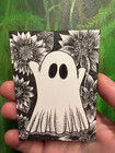 Aceo Original Sunflower Power Ghost Pen Ink Drawing Bubble And Squeak