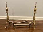 Pair Antique Victorian Brass Fire Place Mantle Andirons Home Decor 20    Vintage