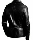 Real Leather Black Men s Vintage Style Fashion Blazer Military Style Coat