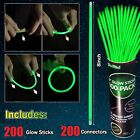 200 Pcs Green Glow Sticks Bracelet Necklaces Bulk Glow In The Dark Party Supp   