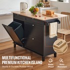 Drop-leaf  Kitchen Island Rolling Cart Storage  W  Drawer   Trash Cabinet