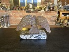 Antique Bronze American Bald Eagle Topper Finial Mounted On Stone Base