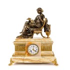 French Empire Gilt Bronze Onyx Mantel Clock   Candelabra Set 19th C