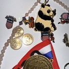 Junk Drawer Lot Vintage Dragon Knife Keychain Coins Pins Medal