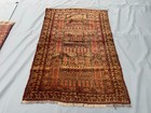 1920s Antique Turkmen Prayer Rug 3x5 Hand Knotted Persian Style Oriental Carpet