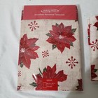 Holiday Home Snowflake Poinsettia Tablecloth- Oblong 60x102    New Plus 2 Napkins