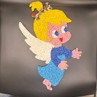 Vintage Melted Plastic Popcorn Angel Christmas Holiday Decor 21  Blue Pink