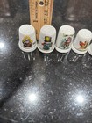 Vintage Set Of 6 Christmas Sewing Thimbles Christmas Theme Porcelain 