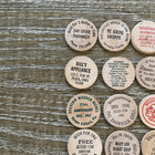 Lot Of Vintage Wooden Nickels Wood Coin Collection As Shown 25 Wooden Coins G