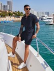 Coofandy Men 2 Pieces Outfits Casual Quarter Zip Polo Shirt And Shorts Set