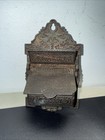 Antique Cast Iron Double Pocket Wall Mount Match Safe Holder     Good Condition