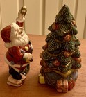 Vintage 1994 Fitz And Floyd Santa Claus Christmas Tree Salt   Pepper Shakers