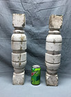 Antique Pair 18  Turned Wood Shabby Porch Balusters Thick Chunky Vtg 1457-22b