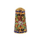 Vintage Cloisonne Enameled Thimble Brass Tall Oriental Floral Design Collectible