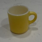 Vintage Hazel Atlas Yellow Milk Glass Coffee Cup Mug Texture Orange Peel Painted