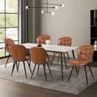 Ergonomic Dining Chair Set Of 2  Brown Faux Leather  Metal Frame
