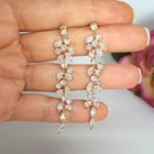 Luxury Cubic Zirconia 925 Silver gold Plated Drop Earring Wedding Jewelry A Pair