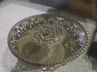 Antique Gold Ormolu Filigree Glass Casket Jewelry Box 