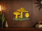 Vintage 1970 s Dart Industries Yellow Green Mushroom Wall Hanging Plastic 18   