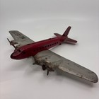 Vintage Wyandotte Pressed Steel Airplane Toy 4-engine Airliner Red   Silver Nc-1