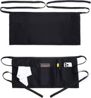 2 Pack Server Apron With 4 Pockets  Waitress Waiter Waist Waterdrop Resistant   