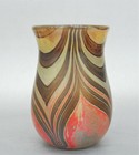 Antique Signed Pulled Feather Art Glass Vase Deco Hand Blown Pontil