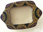 Vintage Art Deco Style Photo Brooch Picture Frame Purple   Gold Enamel 1 75  Pin