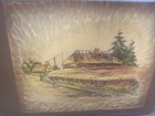 Vintage  1950 s  Embossed Leather Photo Album Scrapbook Country Scene
