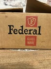 Vintage Federal Glass Punch Cups - Set Of 12 W  Original Box - Beaded Handle
