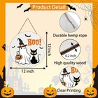 Halloween Door Decorations Wreath Cute Ghost Black Cat  multi  