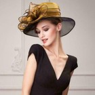 New Women s Kentucky Derby Church Wedding Noble Dress Linen Feather Organza Hat