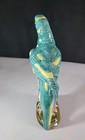 Vintage 10  Majolica Style  Parrot Bird Figurine On Tree Stump  Beautiful Color
