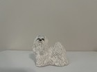 Stone Critters Maltese Dog Figurine Standing Blue Bows Pink Tongue Great Face