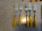 Mixed Lot Of Ass   t  Bakelite Silverware Set Forks Knives Butterscotch   Tested