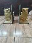 Vintage Solid Brass Owl Bookends Heavyweight 