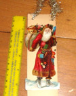 Antique Scrap Die Cut  German Santa W tinsel Ornament