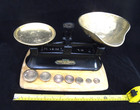 Antique Cast Iron-brass Kitchen Balance Scale  young Son  marlow  W orig Weights