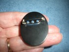 Vintage Art Deco Woman W hat Inlade Mother Of Pearl Abalone Shell Brooch