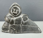 Vintage Inuit Igloo Large Stone Carved Sculpture Figure Signed Circa 1980