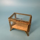Vintage 24k Gold Plated beveled Glass ring trinket Box Metal Frame Ornate Feet