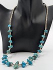 Vintage Native American Raw Turquoise Heishi Southwestern Station Necklace 23  l