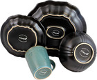 Elama Stoneware Round Oval Dinnerware Dish Set  Ocean Blue
