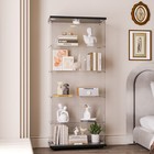 5 Shelf Glass Display Cabinet Bookshelf Vintage Cabinets W glass Doors Curio New